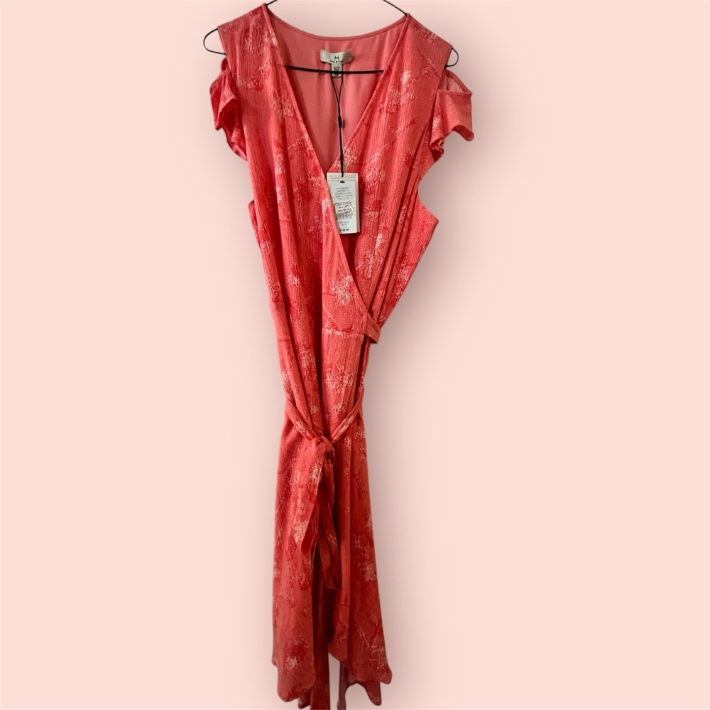 XL H HALSTON Coral Wrap Dress